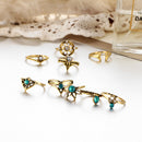 9 Pcs Vintage Statement Ring Set Helm Leaf Knuckle Rings Bohemian Jewelry for Women