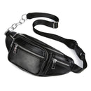 Men PU Leather Crossbody Bag Waterproof Shoulder Bag Camping Travel Chest Bag