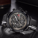 NAVIFORCE 9110 Men Watches Luxury Fashion 24 Hours Display Leather Strap Quartz Wrist Watch