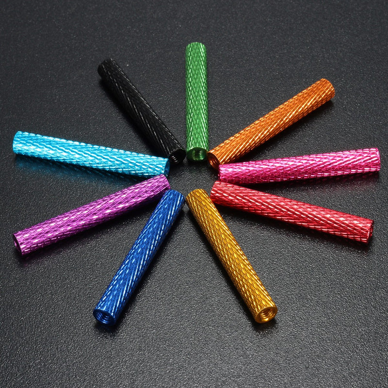 Suleve M3AS9 10Pcs M3 40mm Knurled Standoff Bolt Aluminum Alloy 6061 Anodized Spacer Multicolor