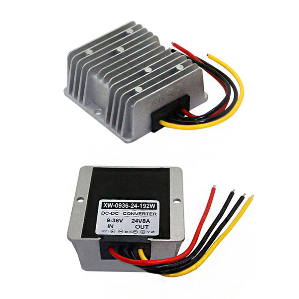 Waterproof 9-36V to 24V 8A Buck Regulator 12V 24V to 24V 192W Automatic Step up and Step Down Power Supply Converter
