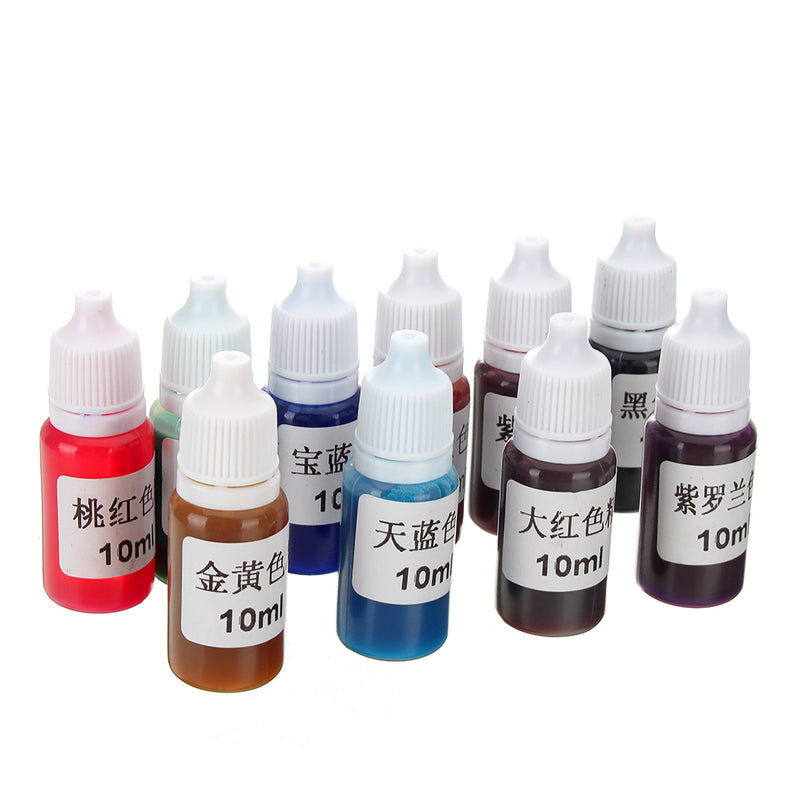 10Pcs Epoxy UV Resin Ultraviolet Curing Dye Colorant Liquid Pigment Mix Colors DIY Crafts