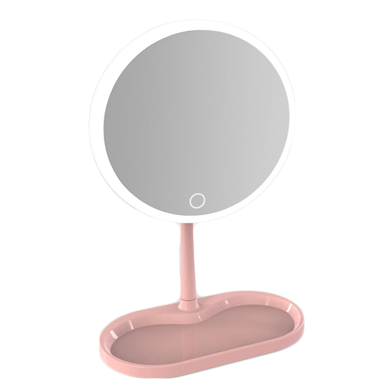 7/8 Inch USB Charging Touch Dimming LED Makeup Table Mirrors With Cosmetics Storage Tray