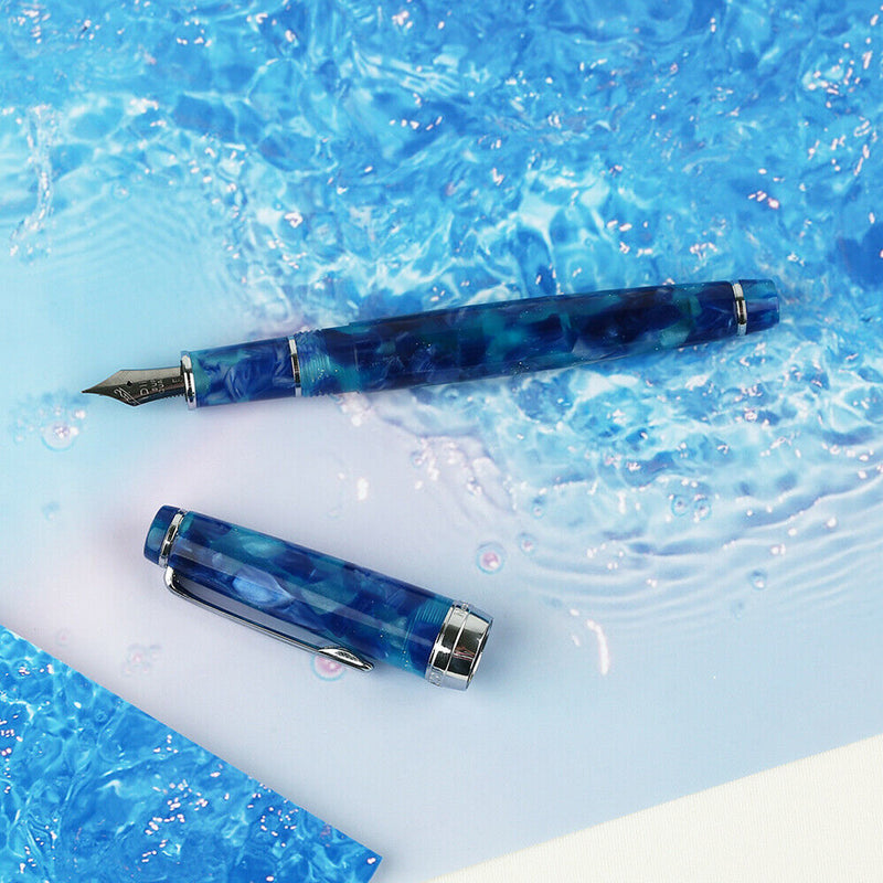 MOONMAN DELIKE Fountain Pen Newmoon Series Acrylic Resin EF/F/Small Bent Writing Pen Gift Set for Business Office