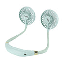 KUMI Portable Mini USB Fan Hands-free Neck Hanging USB Charging Sports Fan 3 Gears USB Air Conditioner Cooler Fans With 2 Light Gears