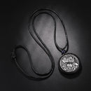 Ethnic Black Ebony Lotus Pendant Necklace Black Wooden Retro Necklace For Women Men