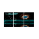 Miico Hand Painted Three Combination Decorative Paintings Starry Meteorite Wall Art For Home Decoration