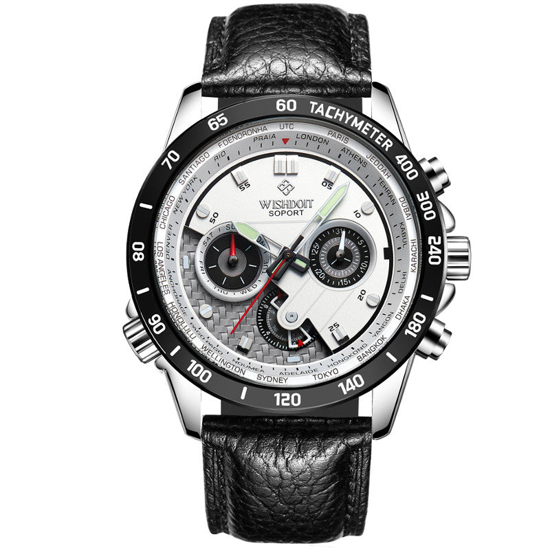 WISHDOIT WSD-012 Fashion Men Quartz Watch Casual Luminous Multifunction Wrist Watch