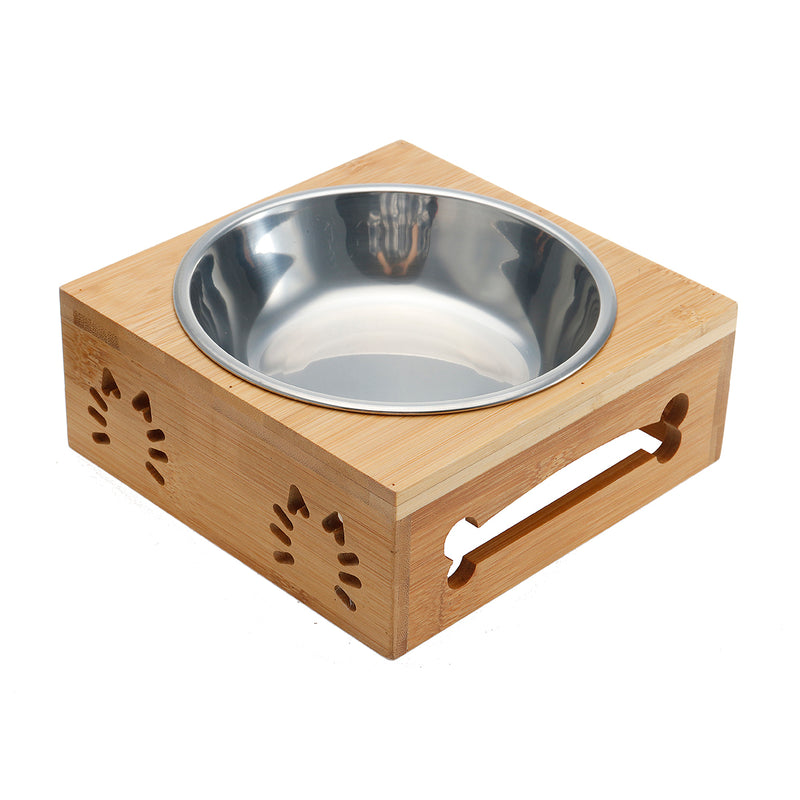 Stainless Steel Durable Double Pet Bowls Dish Dog Cat Stand Feeder Anti Slip Food Water Bowl