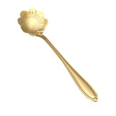KCASA KC-FS04 Gold Flower Shape Stainless Steel Coffee Sugar Spoon Tea Spoon Ice Cream Tableware