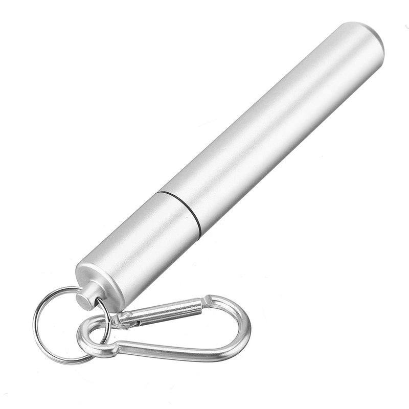 Telescopic Reusable Drinking Straw Portable 3 Fold Stainless Steel Metal with Cleaning Brush