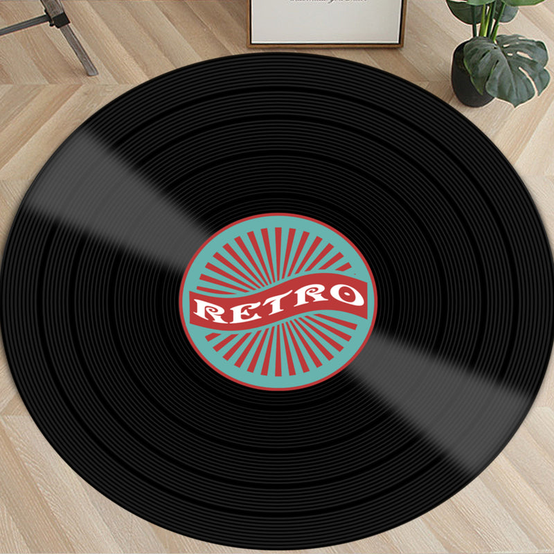 Vinyl Records Innovative Carpet Round Floor Mat Europe Fashion Retro Black Carpet Record Pattern Rug