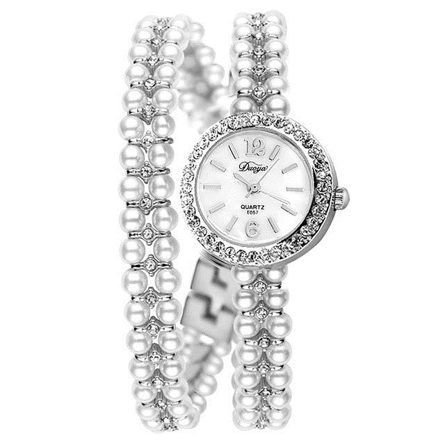 DUOYA XR1304 Elegant Pearls Bracelet Watch Ultra Thin Strap Quartz Watches