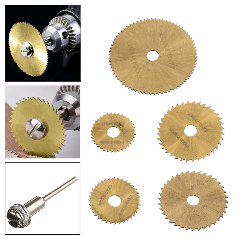 6Pcs HSS Circular Saw Blade Set 22-47mm Woodworking Cutters for Dremel Rotary Tools