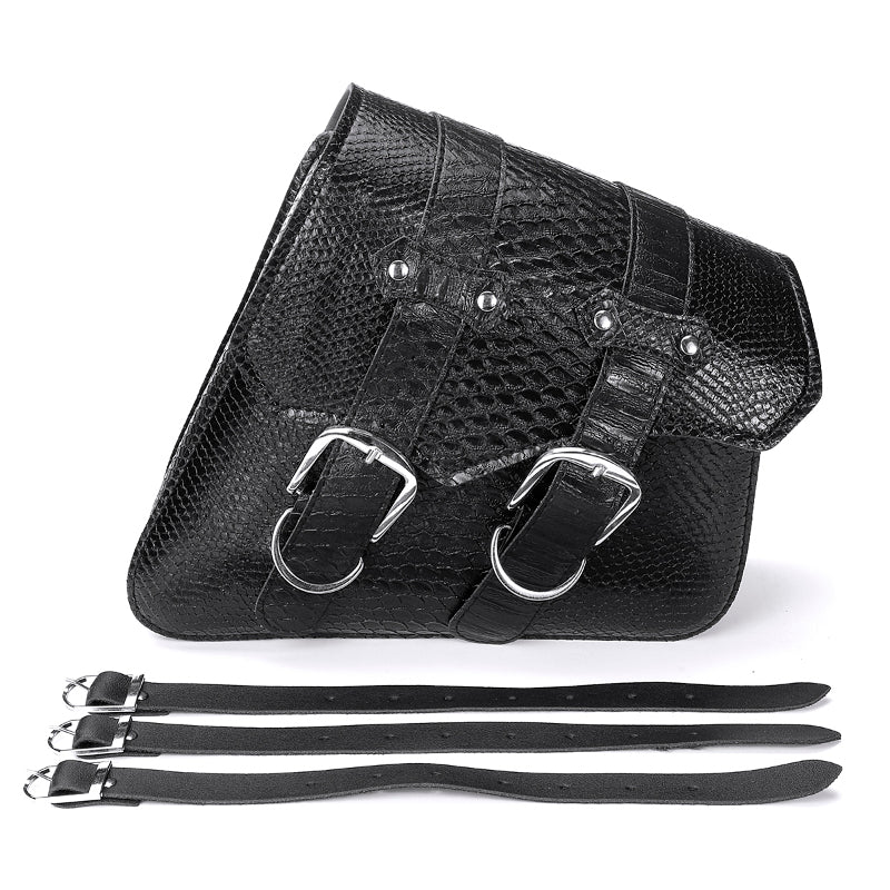 Left/Right PU Leather Motorcycle Saddlebags Luggage Saddle Pannier Bag Black Universal