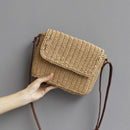 Woman Straw Rattan Crossbody Bag Vintage Handmade Shoulder Pack Handbag