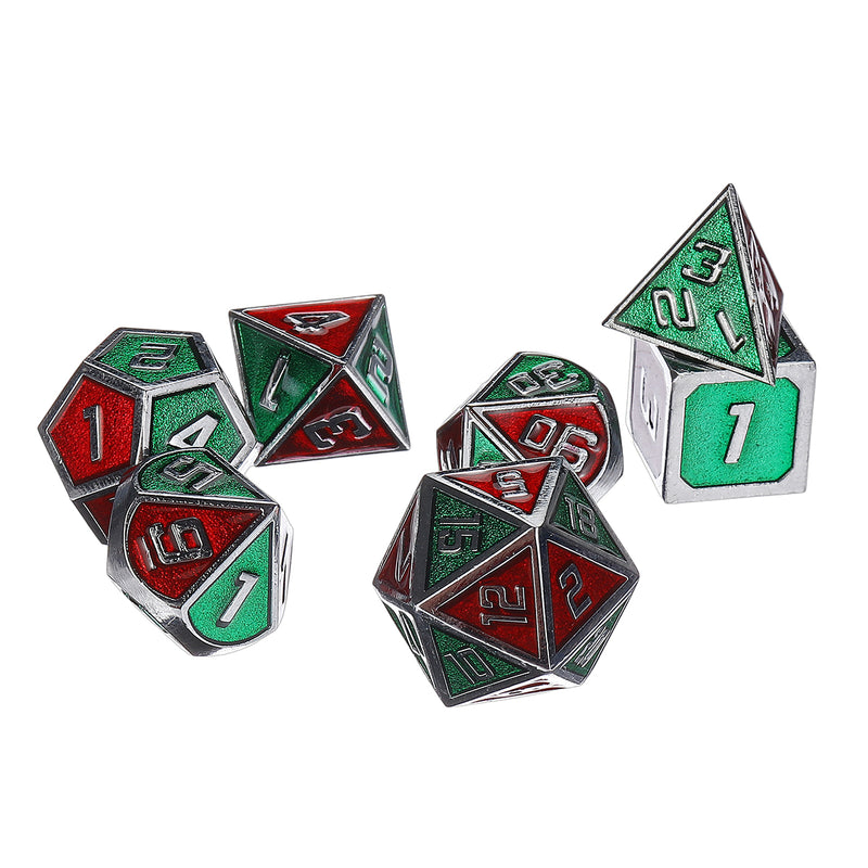 7Pcs Metal Polyhedral Dices Set Role Playing D & D Dungeons and Dragons Dice Party Table Games with Carrying Bag