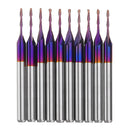 Drillpro 10pcs 3.175mm Shank Blue Coated Spiral Ball Nose End Mill 0.8-3.175mm CNC Milling Cutter