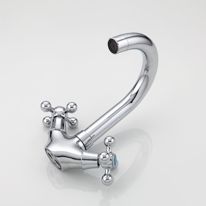 FRAP F1319 Kitchen Deck Mounted Double Handles Hot and Cold Water Sink Faucet