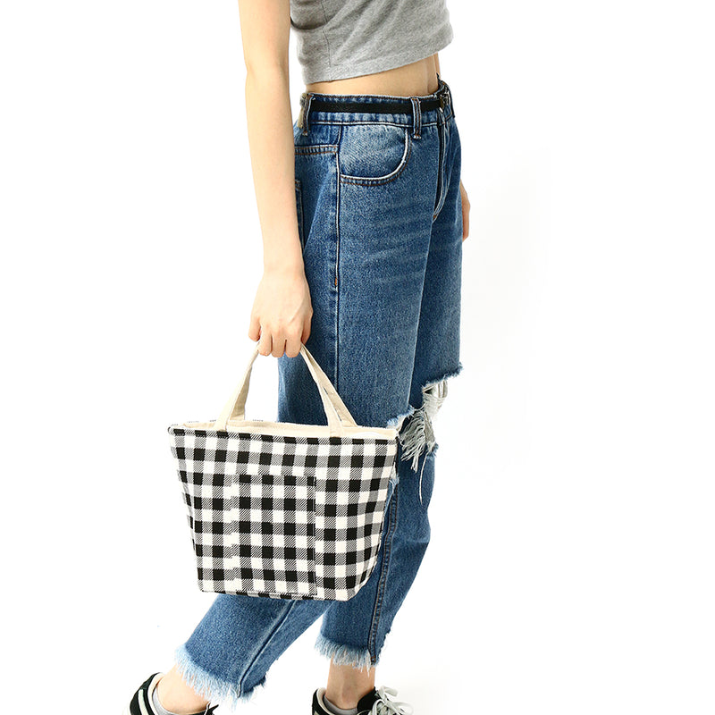 KCASA KC-BCH04 Cotton Linen Zipper Insulated Cooler Lunch Tote Bag Lady Handbag Food Organizer