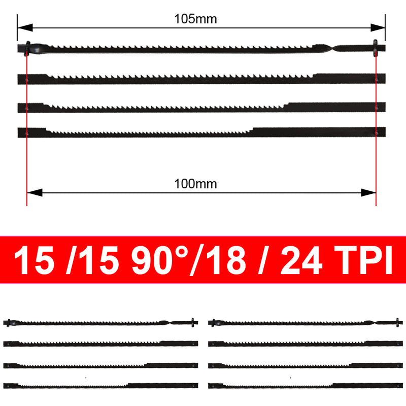 12pcs 105mm Pinned Scroll Saw Blade Set for Wood Cutting Carving