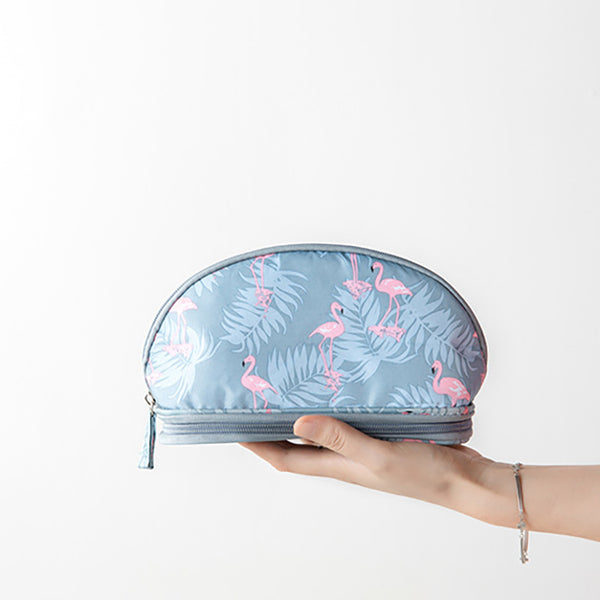 Oxford Large Capacity Double Layer Cosmetic Organizer Print Travel Portable Cosmetic Bag