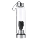 Natural Rock Quartz Crystal Point Healing Angel Statue Glass Elixir Water Bottle