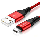 RAXFLY Hi-Tensile 2.1A Braided Type C Fast Charging Data Cable 1M For Oneplus 5t 6 Xiaomi 6 Mi A1