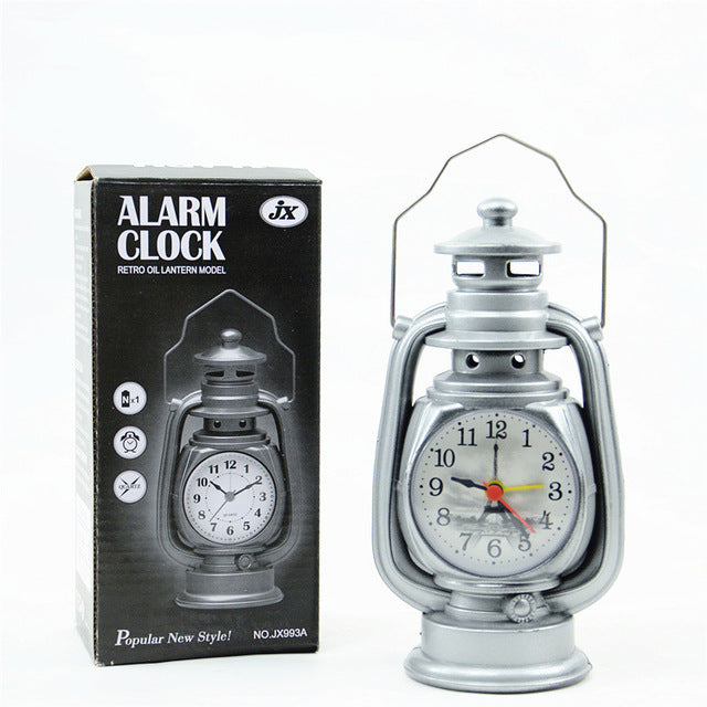 New Creative Retro Table Oil Lamp Alarm Clock Clock Desktop Clock Small Alarm Clock