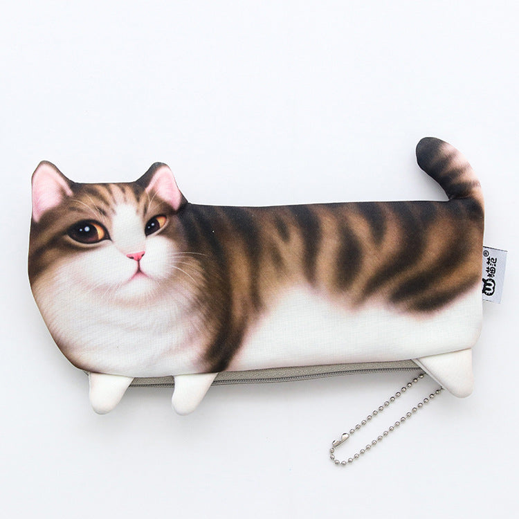 WAM PC-08 Simulation Cat Pencil Case School Stationery Pen Bag Multifunctional Cosmetic Bag
