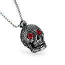 Fashion Men's Jewelry Titanium Steel Chain Red Eye Skull Pendant Necklace for Men