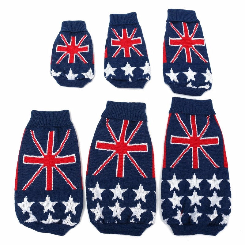 Union Jack Pet Clothes Dog Cat Puppy Winter Warm Knit Sweaters Coats Costume Apparel Dog Sweater