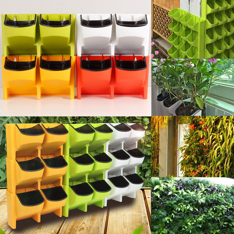 2-Pocket Vertical Wall Planter Self Watering Hanging Flower Pot Garden Decoration