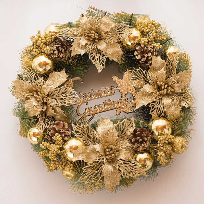 30CM Luxury Golden Christmas Light Door Home Window Wreath Light Home Decor Xmas Gift