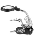 LED Helping Hand Clamp Magnifying Glass Soldering Iron Stand Lens Magnifier Tool
