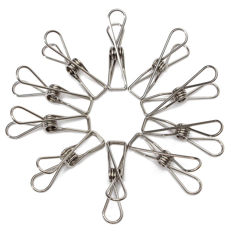 10Pcs Stainless Steel Clothes Pegs Hanging Pin Laundry Windproof Clips Home Clamps Clothespins