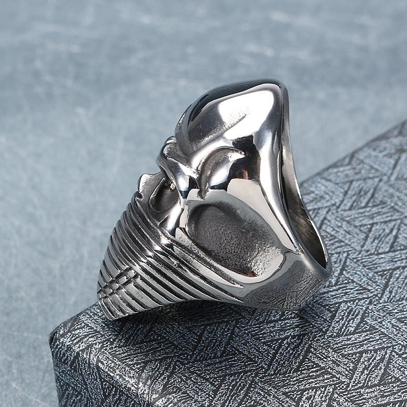 Fashion Titanium Steel Men's Ring Skull and Flag Personality Finger Ring