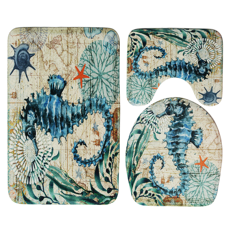 Bathroom Toilet Camping Mat Set Non Slip Carpet Rug PVC Seat Cover Cushion Home Decorations