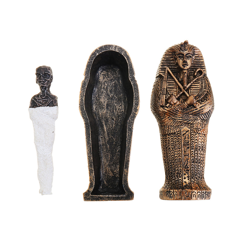 3.7 Inch Egyptian Pharaoh Miniature Figurine Resin Coffin Craft Ornament Home Decorations