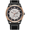 BAGARI 8009P Fashion Leather Strap Men Date Display Quartz Watch