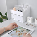 Desktop Storage Box with 2 Drawers Cosmetic Makeup Holder Sundries Organizer Office Home Supplies