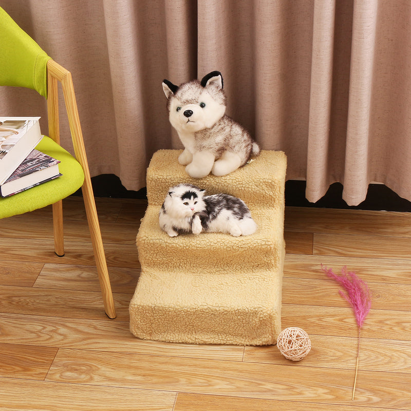 3 Steps Dog Cat Pet Puppy Plastic Stairs Soft Stairs Steps Ramp & Washable Stairs Decorations