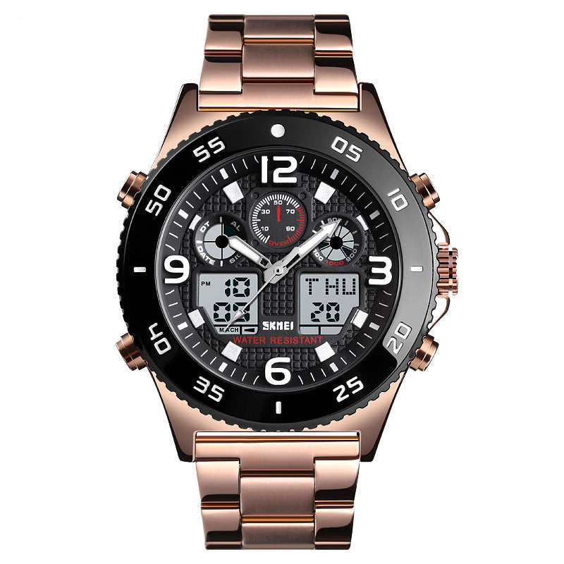 SKMEI 1538 Business Style Dual Display Watch Alarm Multifunction Metal Case Men Digital Watch