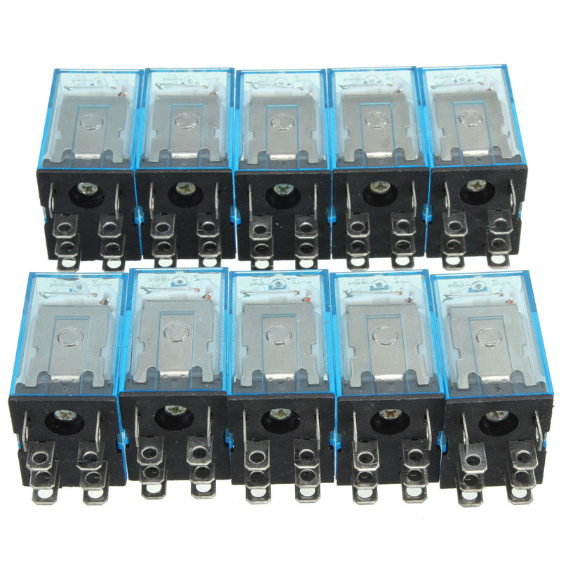 10 Set Coil Power Relay LY2NJ 12V DC DPDT 8 Pin HH62P JQX-13F With Socket Base