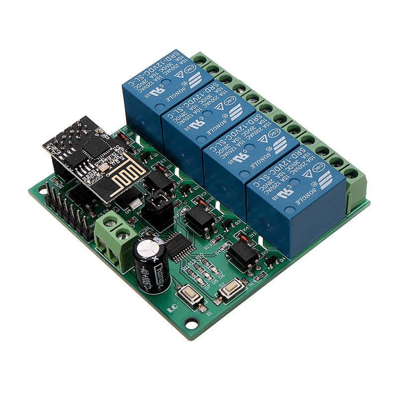DC12V ESP8266 Four Channel Wifi Relay IOT Smart Home Phone APP Remote Control Switch