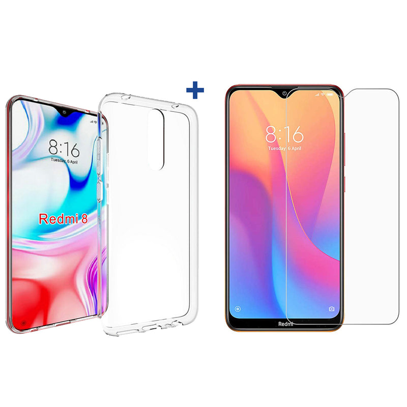 For Xiaomi Redmi 8 Case Bakeey HD Clear Anti-explosion Tempered Glass Screen Protector + Transparent TPU Protective Case