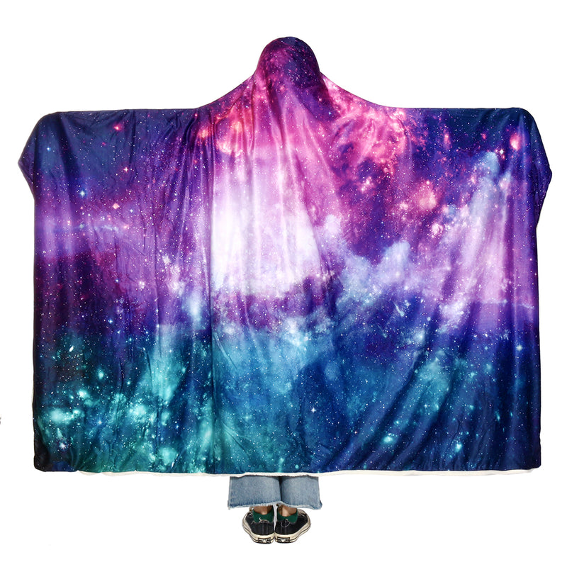 150x200cm Starry Sky Hooded Blankets Wearable Soft Winter Bed Cover Halloween