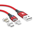 FLOVEME 3A Type C LED Magnetic Braided Fast Charging Data Cable 1M For Smartphone iPad Pro Tablet