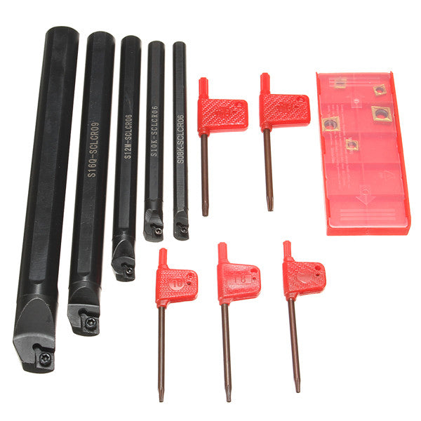 5pcs SCLCR 8/10/12/16/20mm Lathe Boring Bar Tunring Tool Holder With 5pcs Inserts