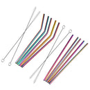 7PCS Premium Stainless Steel Metal Drinking Straw Reusable Straws Set With Cleaner Brushes